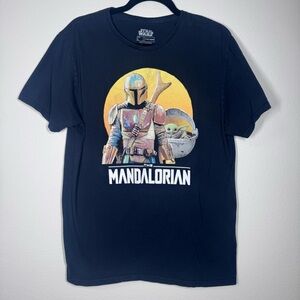 Star Wars The Mandalorian adult large graphic T-shirt black casual